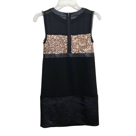 RACHEL Roy black mini dress w/sequins and faux fur - Picture 3 of 8